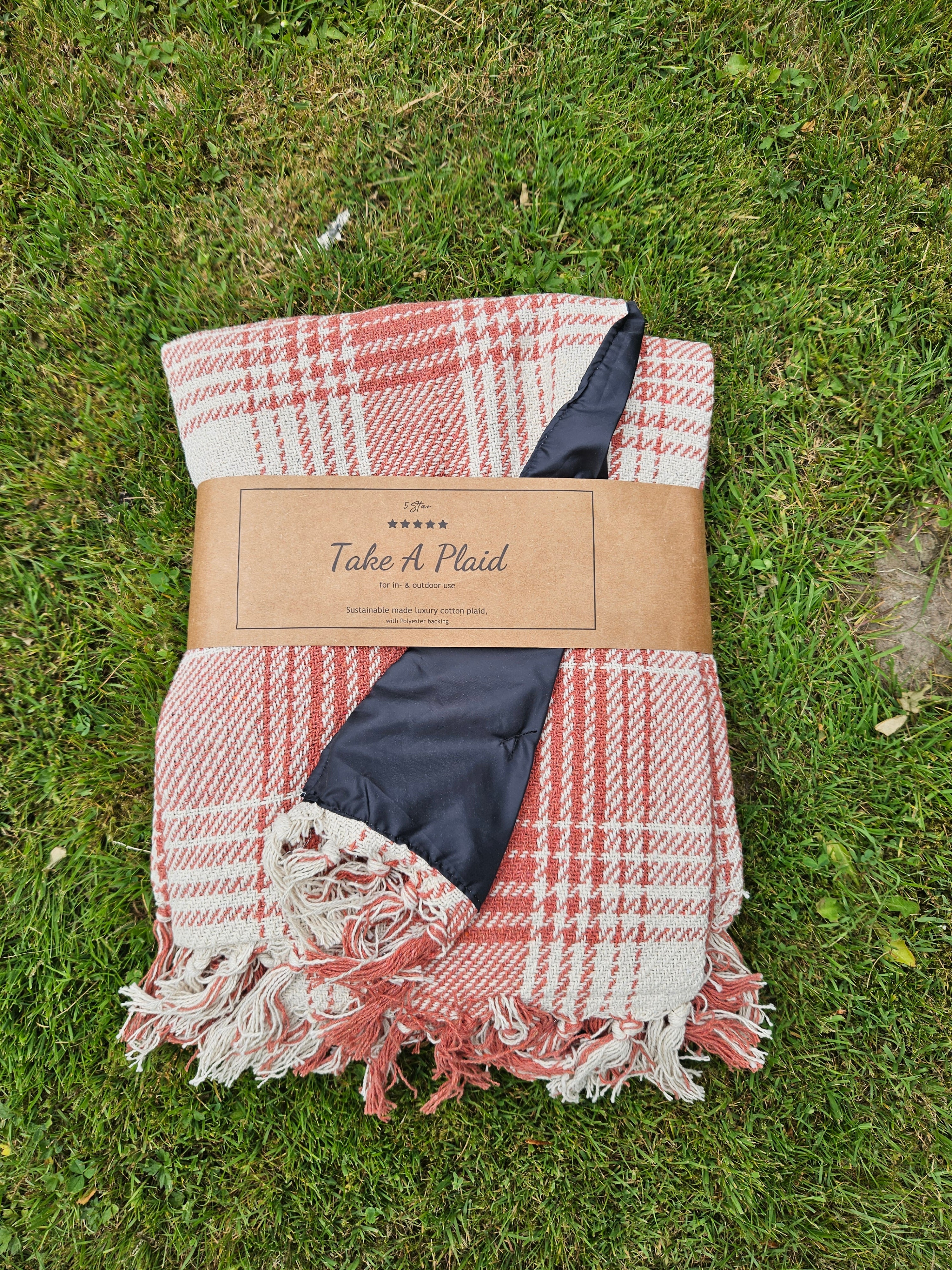 Take a Plaid picnic-plaid Rust/hvid 160x160 cm | Genanvendt bomuld