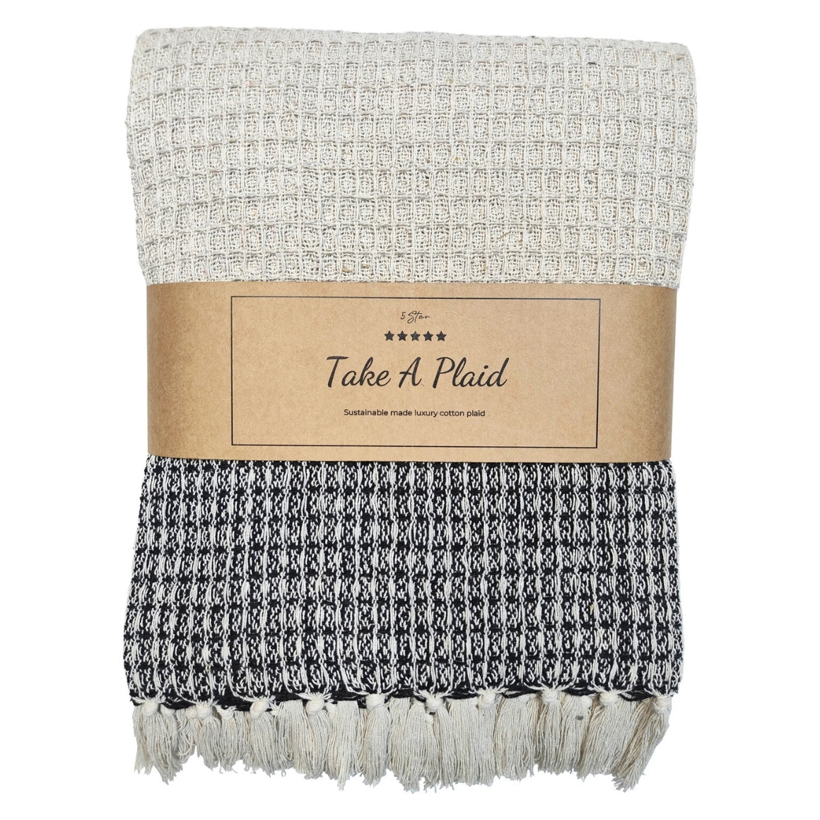 Take a Plaid Lars Sort 130x180cm | Genanvendt bomuld