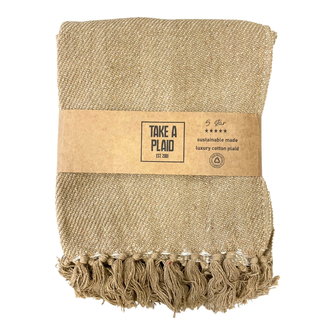 Take a Plaid Bo Beige 125x150cm | Genanvendt bomuld
