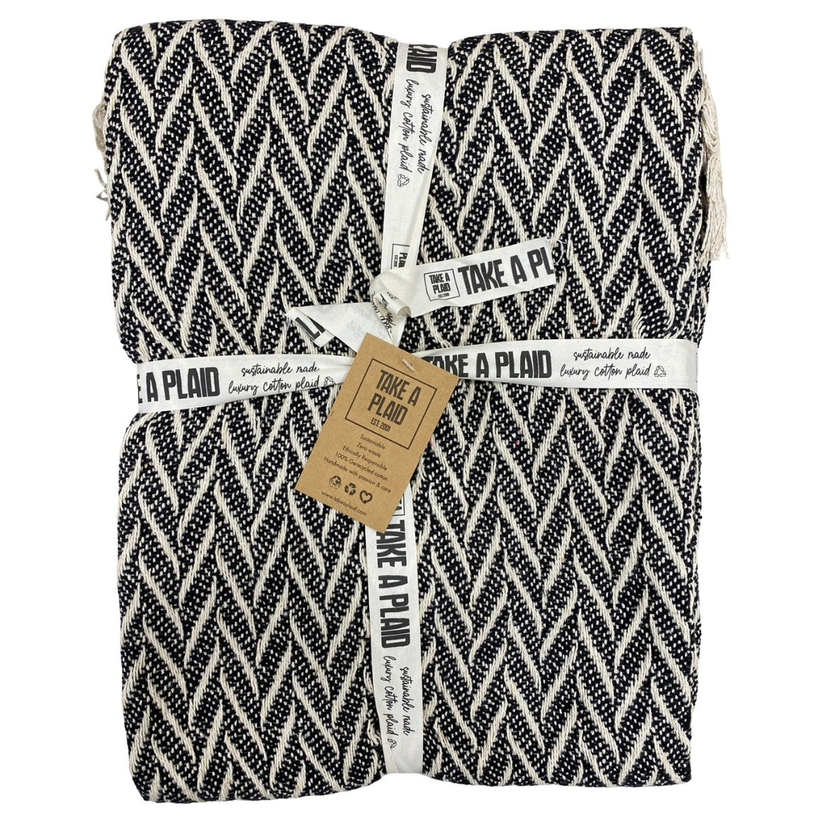 Take a Plaid Signe Sort 125x150cm | Genanvendt bomuld