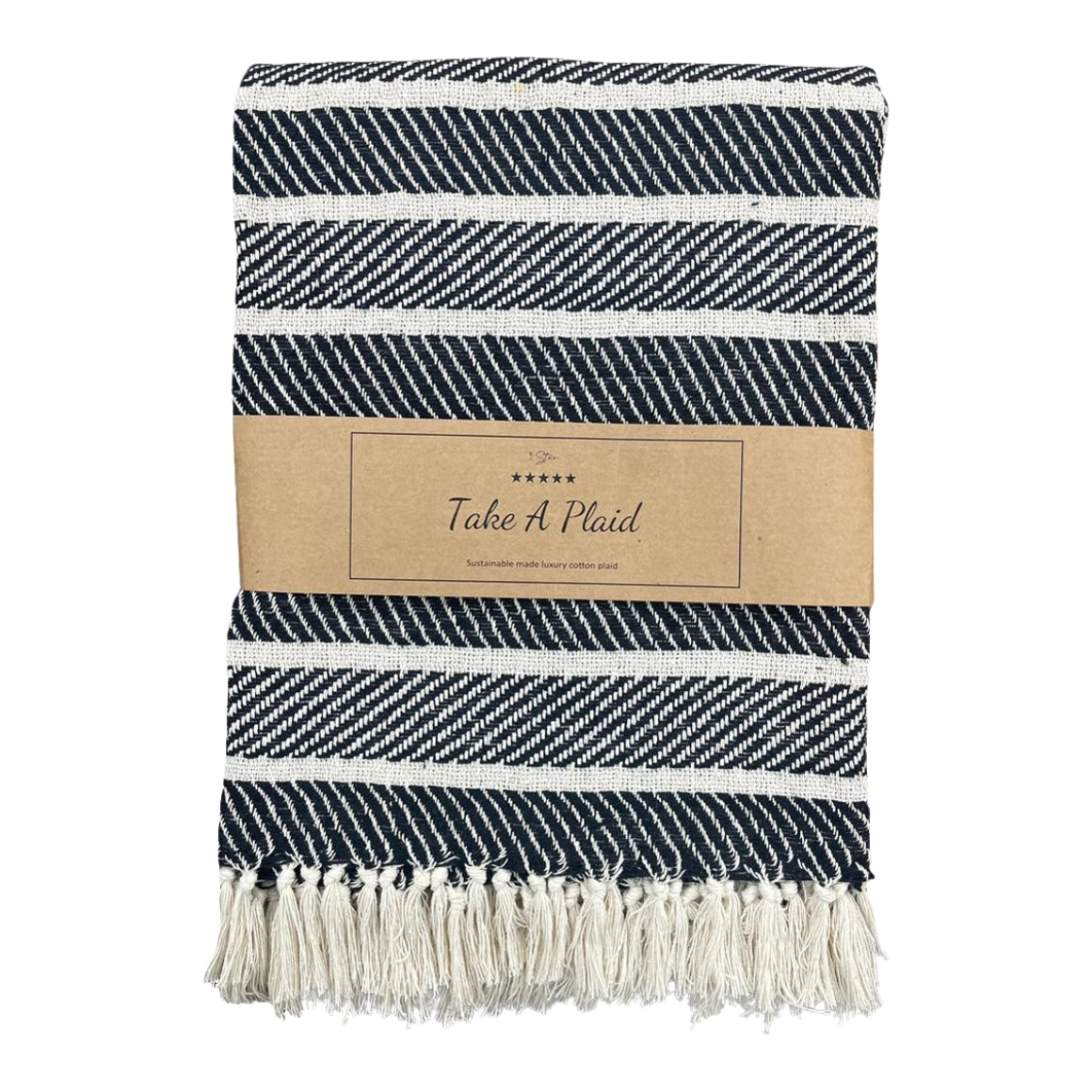 Take a Plaid Astrid Sort 130x180cm | Genanvendt bomuld